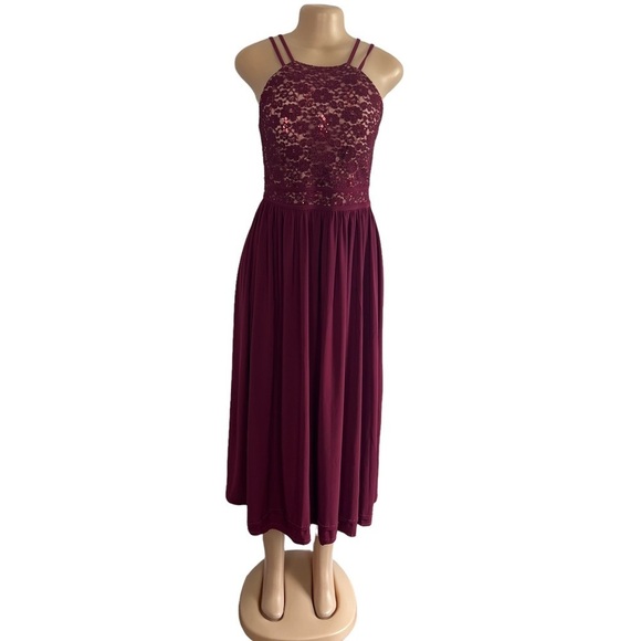 3/$30 🍂 R&M Richards Burgundy Midi Dress - Picture 1 of 9